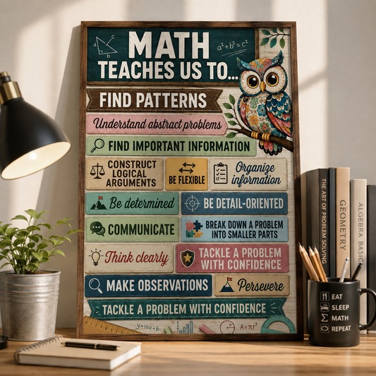 Math Teaches Us Poster, Inspirational Math Classroom Wall Art, Math Teacher Gift, Educational School Decor