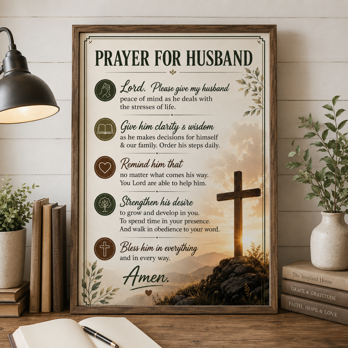 Prayer for Husband Poster, Christian Gift From Wife, Religious Wall Art, Husband Prayer Print