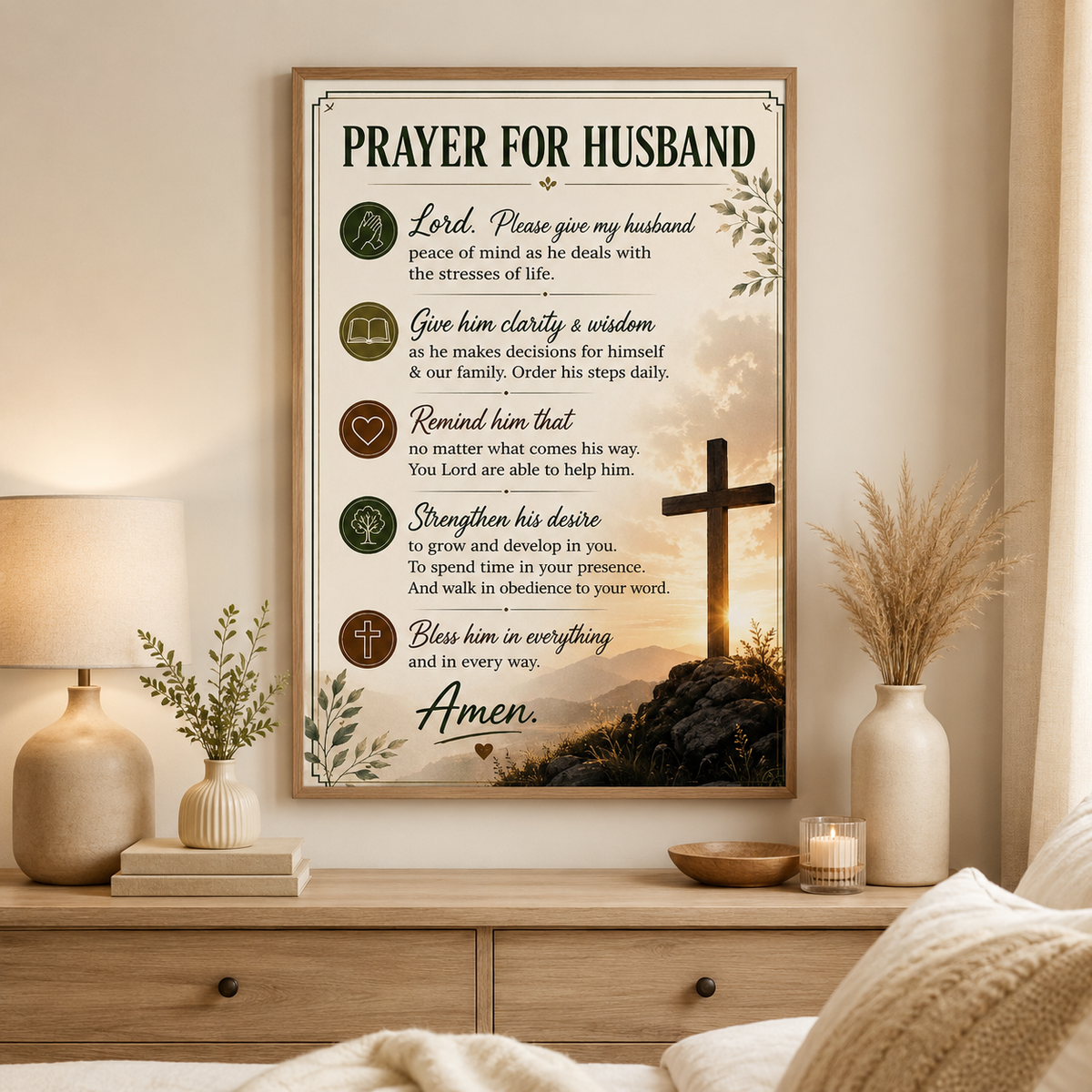 Prayer for Husband Poster, Christian Gift From Wife, Religious Wall Art, Husband Prayer Print