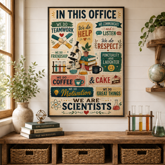 Scientist In This Office Poster, Science Wall Art, Scientist Gift