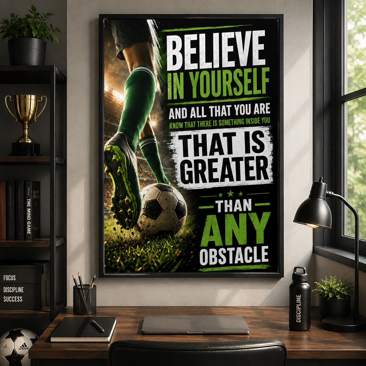 Soccer Believe In Yourself Poster, Motivational Soccer Wall Art, Inspirational Football Quote Print