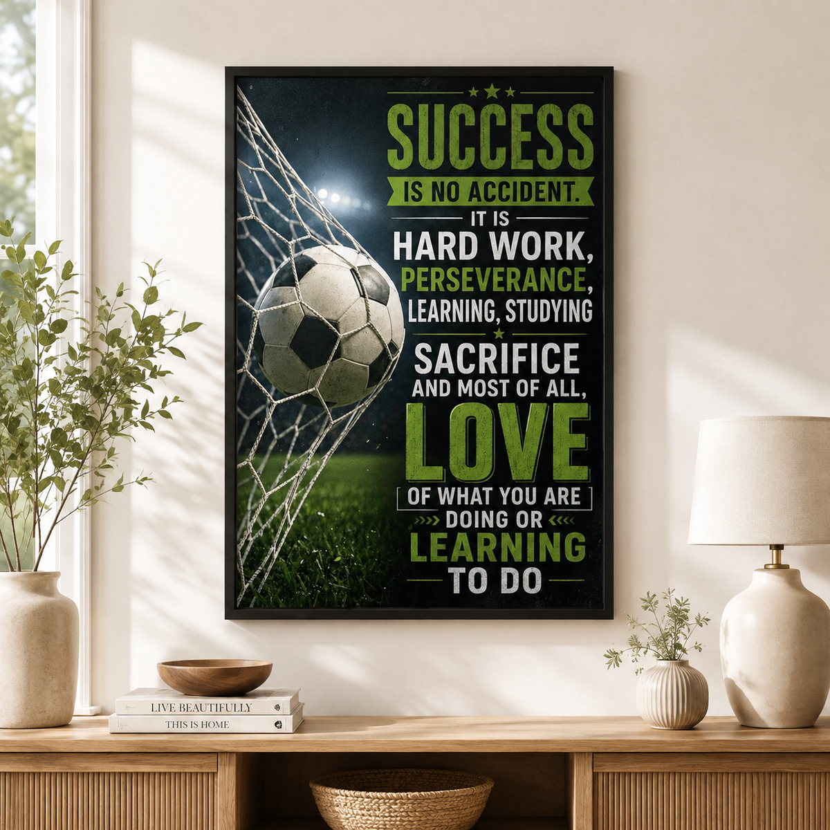 Soccer Success Is No Accident Poster, Motivational Soccer Wall Art, Football Player Gift