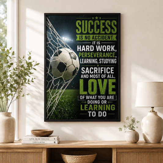 Soccer Success Is No Accident Poster, Motivational Soccer Wall Art, Football Player Gift
