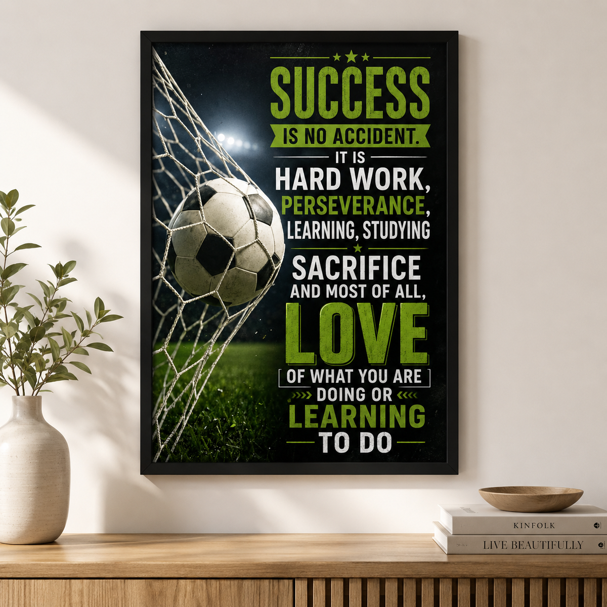 Soccer Success Is No Accident Poster, Motivational Soccer Wall Art, Football Player Gift