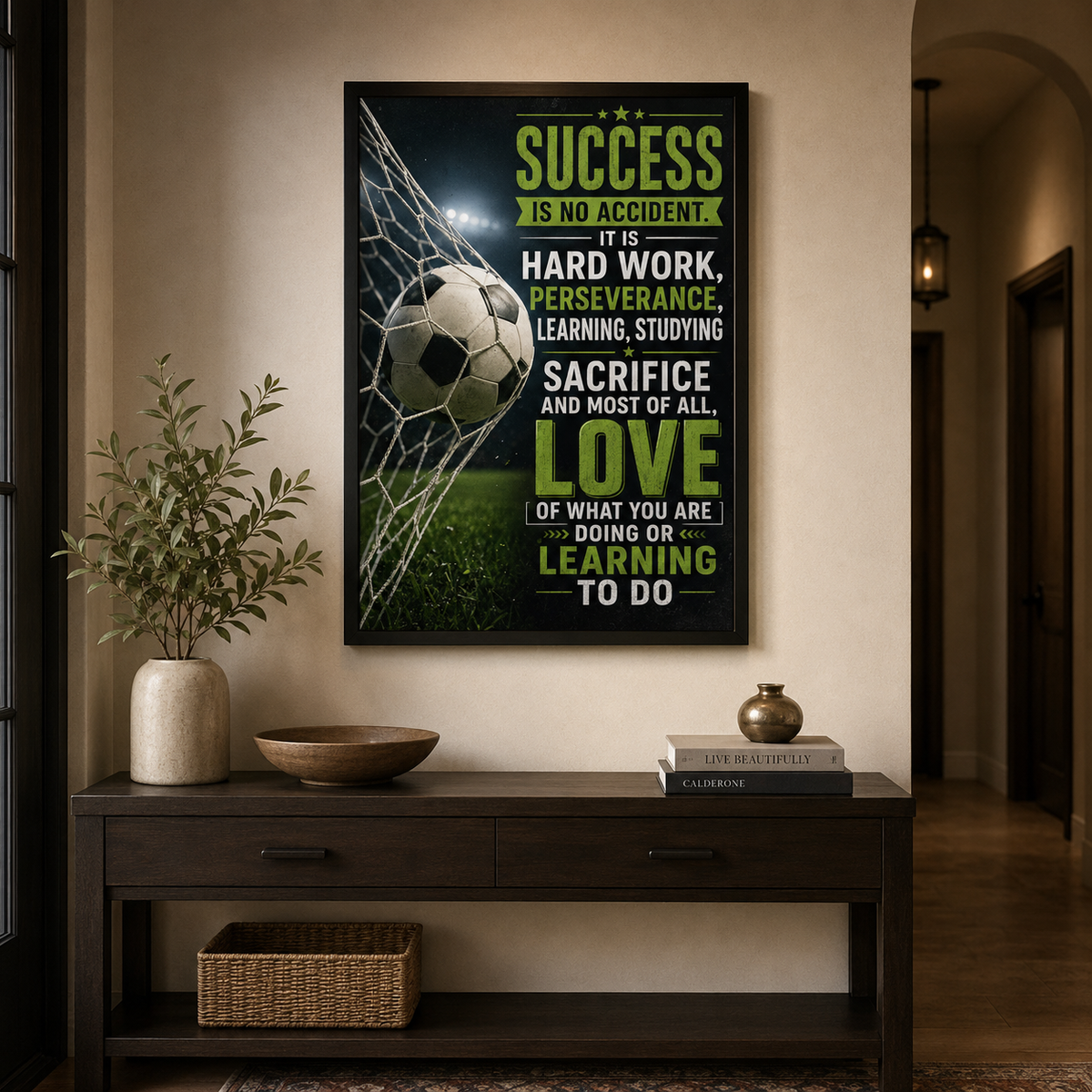 Soccer Success Is No Accident Poster, Motivational Soccer Wall Art, Football Player Gift