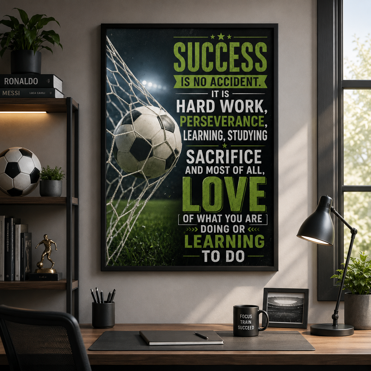 Soccer Success Is No Accident Poster, Motivational Soccer Wall Art, Football Player Gift