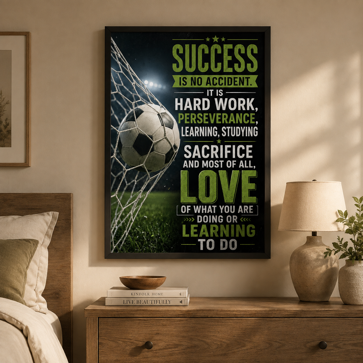 Soccer Success Is No Accident Poster, Motivational Soccer Wall Art, Football Player Gift