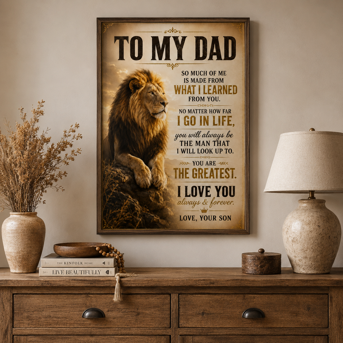 To My Dad Lion Poster, Gift for Dad from Son or Daughter, Father Lion Poster