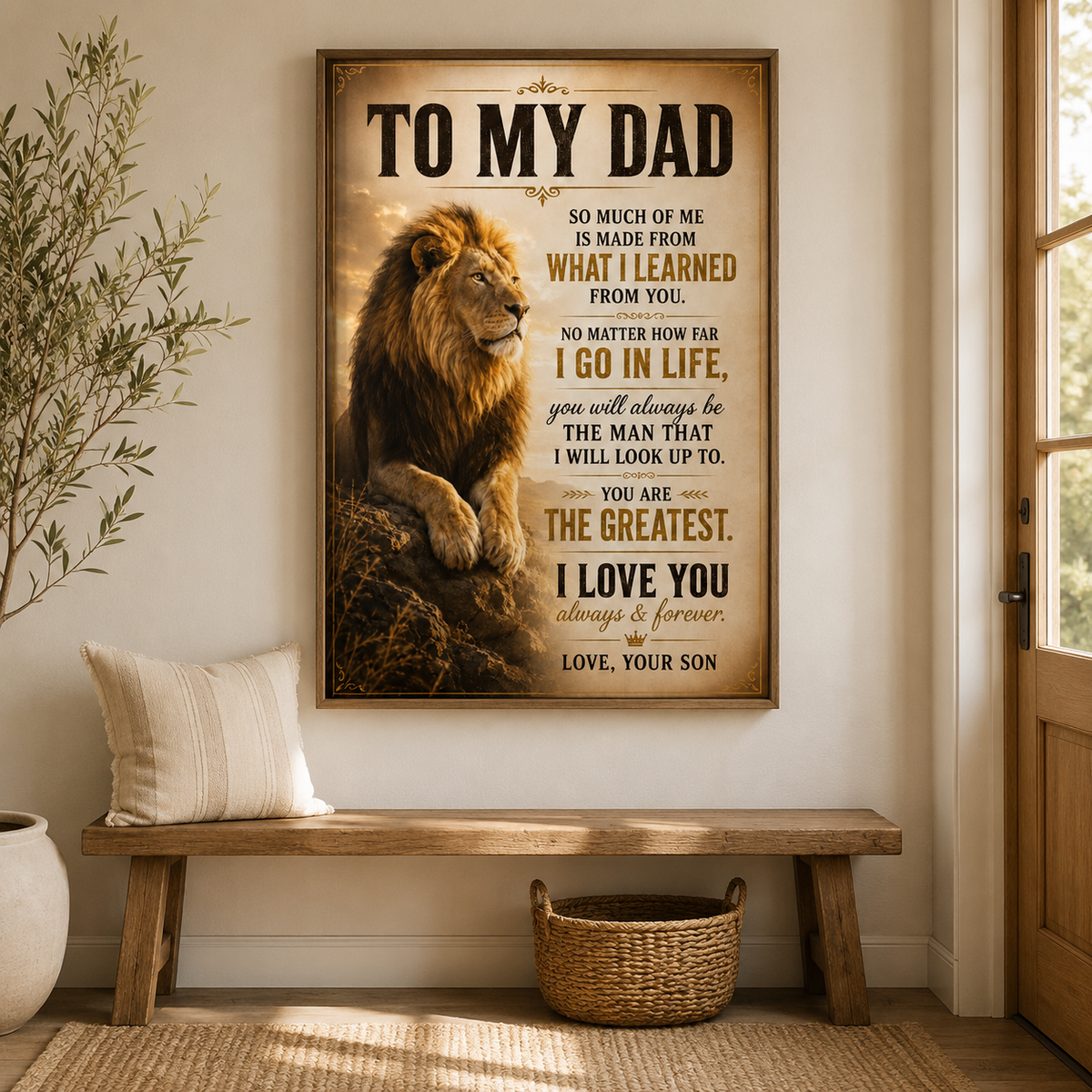 To My Dad Lion Poster, Gift for Dad from Son or Daughter, Father Lion Poster