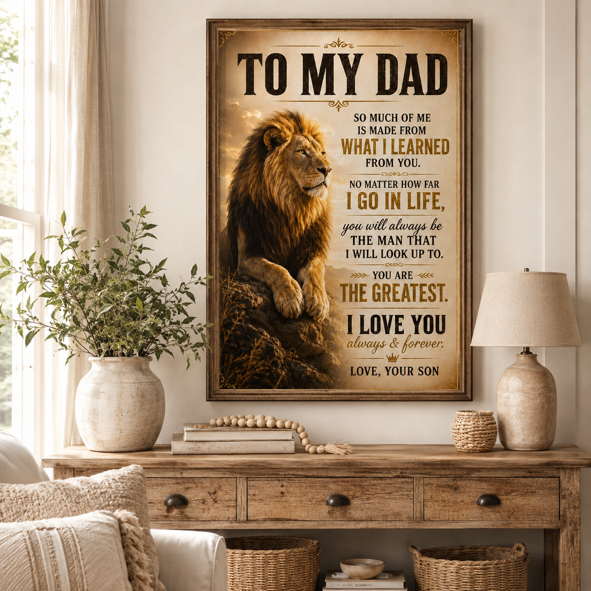 To My Dad Lion Poster, Gift for Dad from Son or Daughter, Father Lion Poster