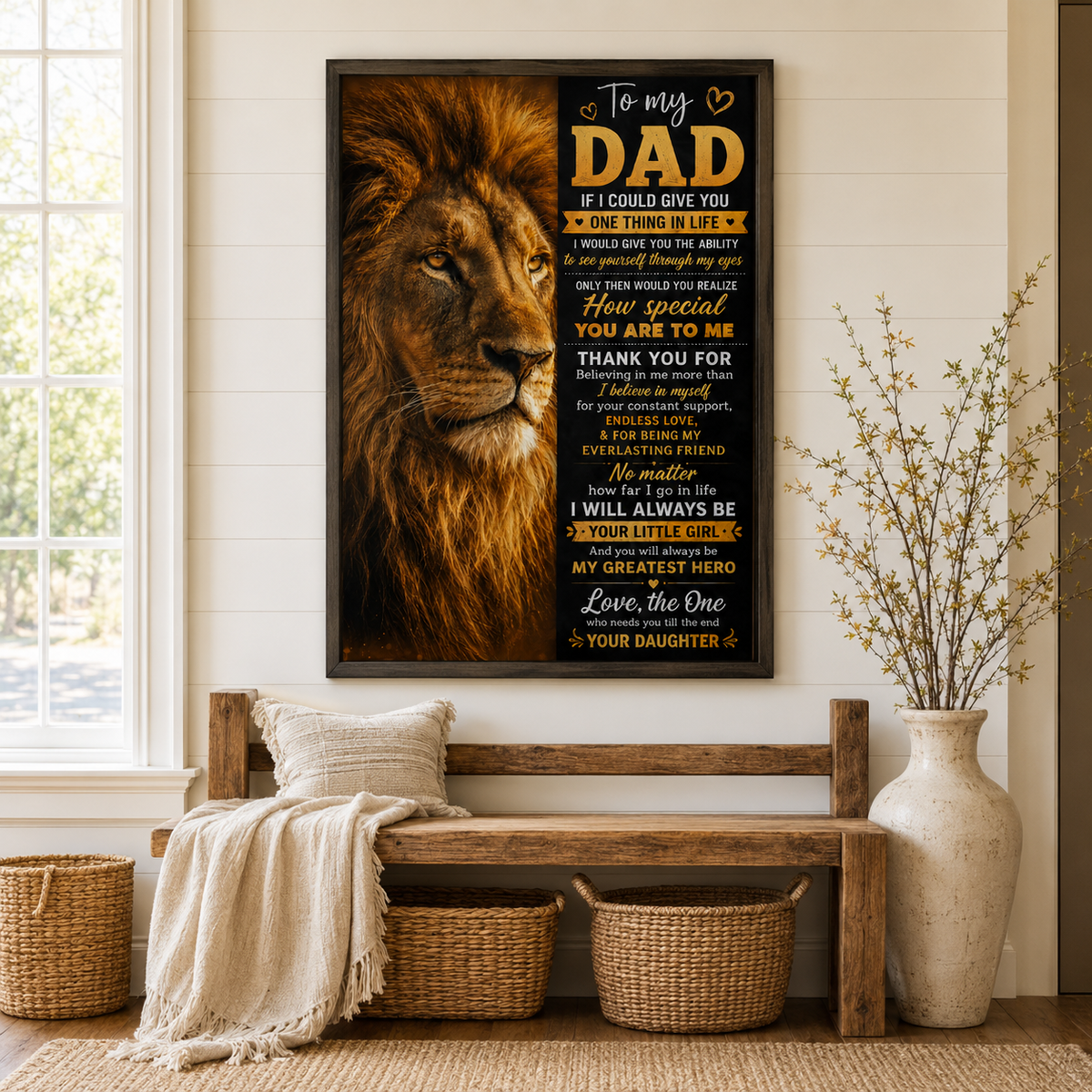 To My Dad Lion Poster, Gift for Dad from Son or Daughter, Father Lion Wall Art