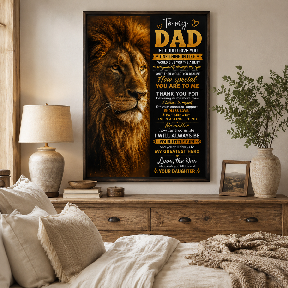 To My Dad Lion Poster, Gift for Dad from Son or Daughter, Father Lion Wall Art