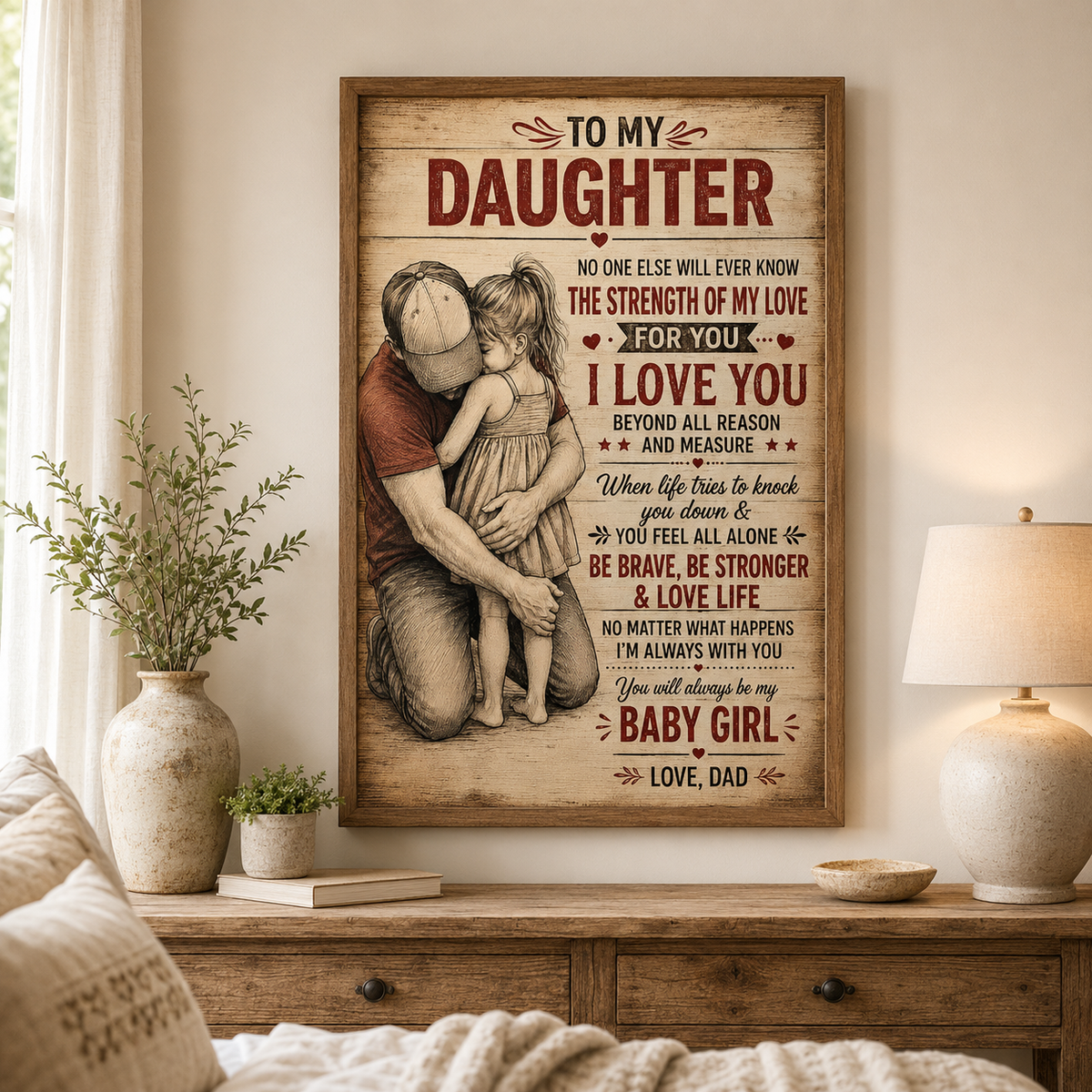 To My Daughter Poster, Father Daughter Love Wall Art, Inspirational Gift From Dad