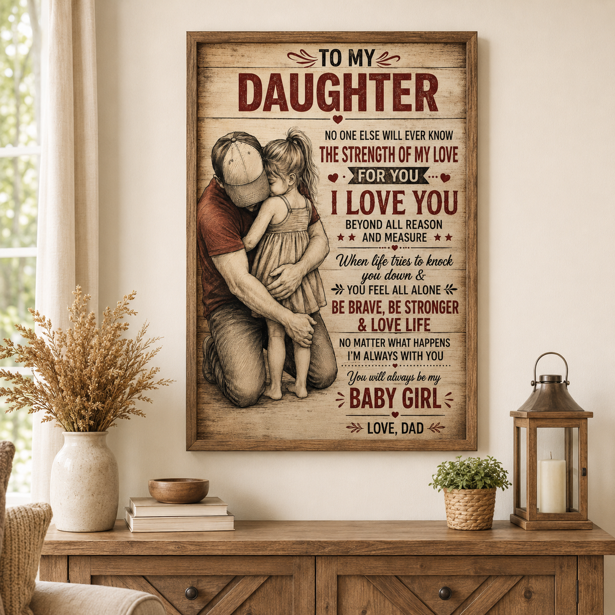 To My Daughter Poster, Father Daughter Love Wall Art, Inspirational Gift From Dad
