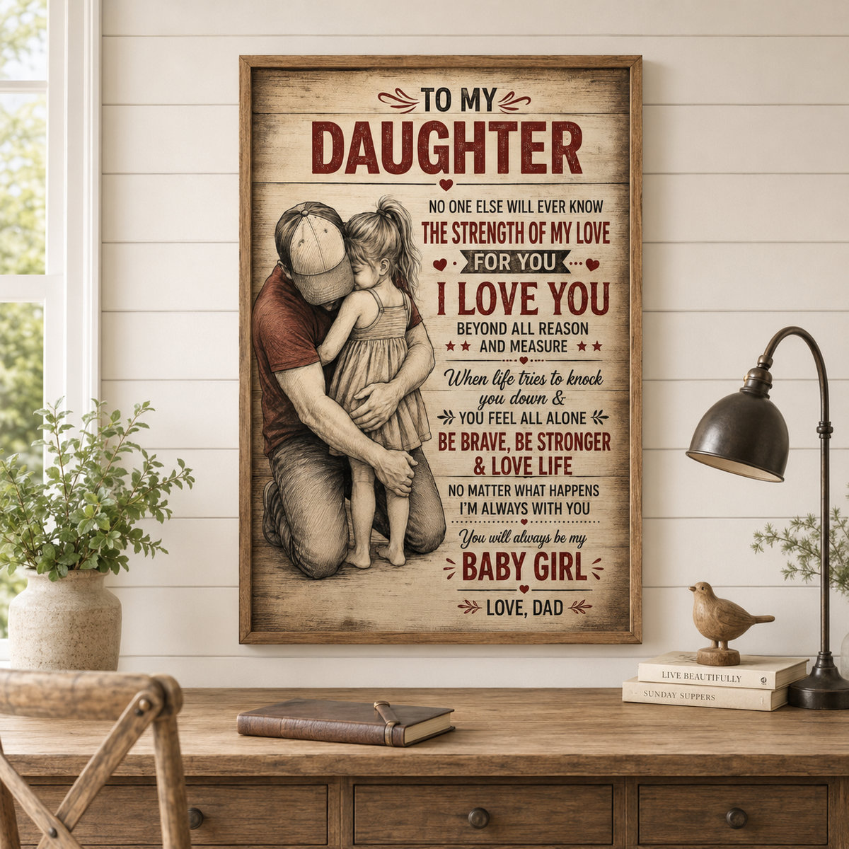 To My Daughter Poster, Father Daughter Love Wall Art, Inspirational Gift From Dad