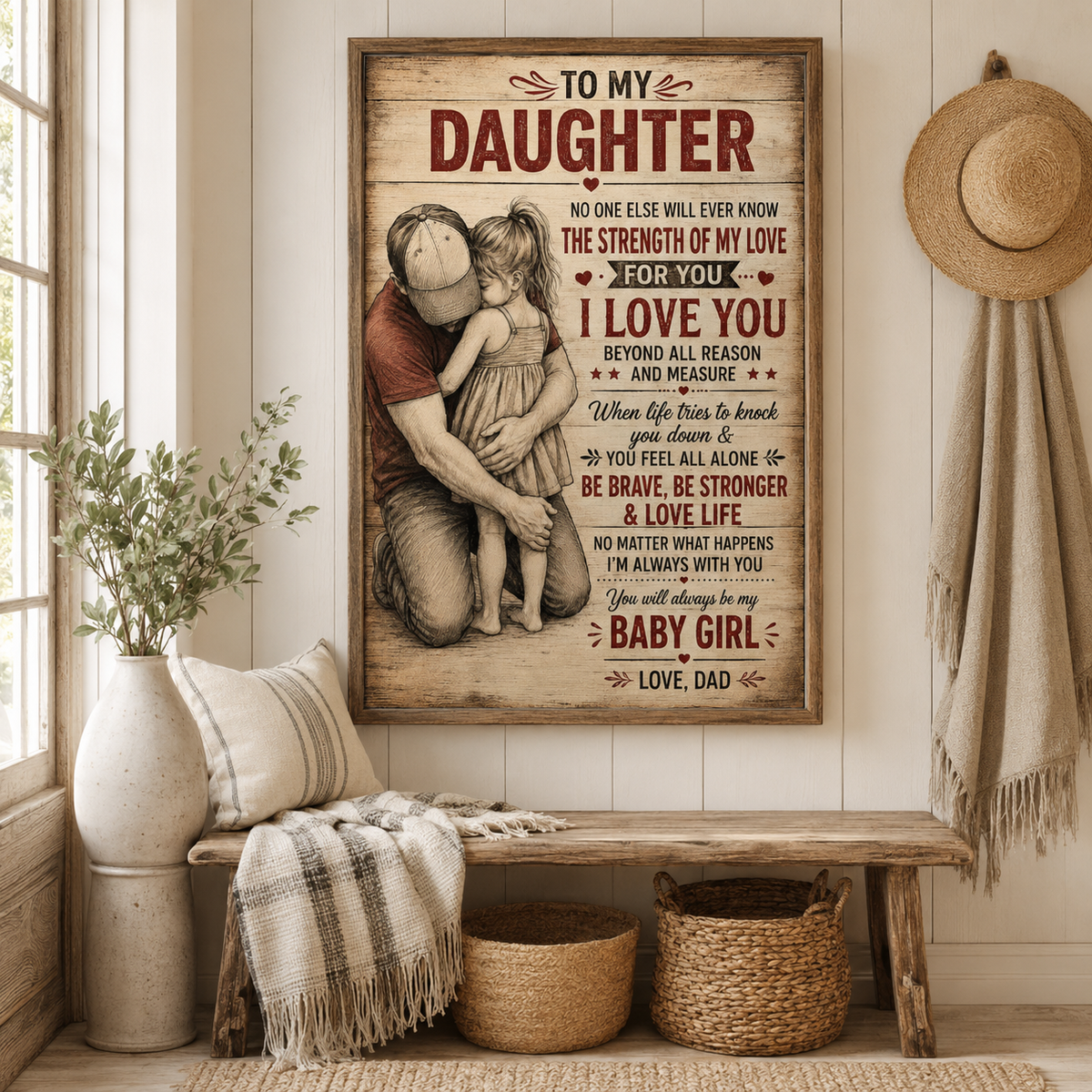 To My Daughter Poster, Father Daughter Love Wall Art, Inspirational Gift From Dad