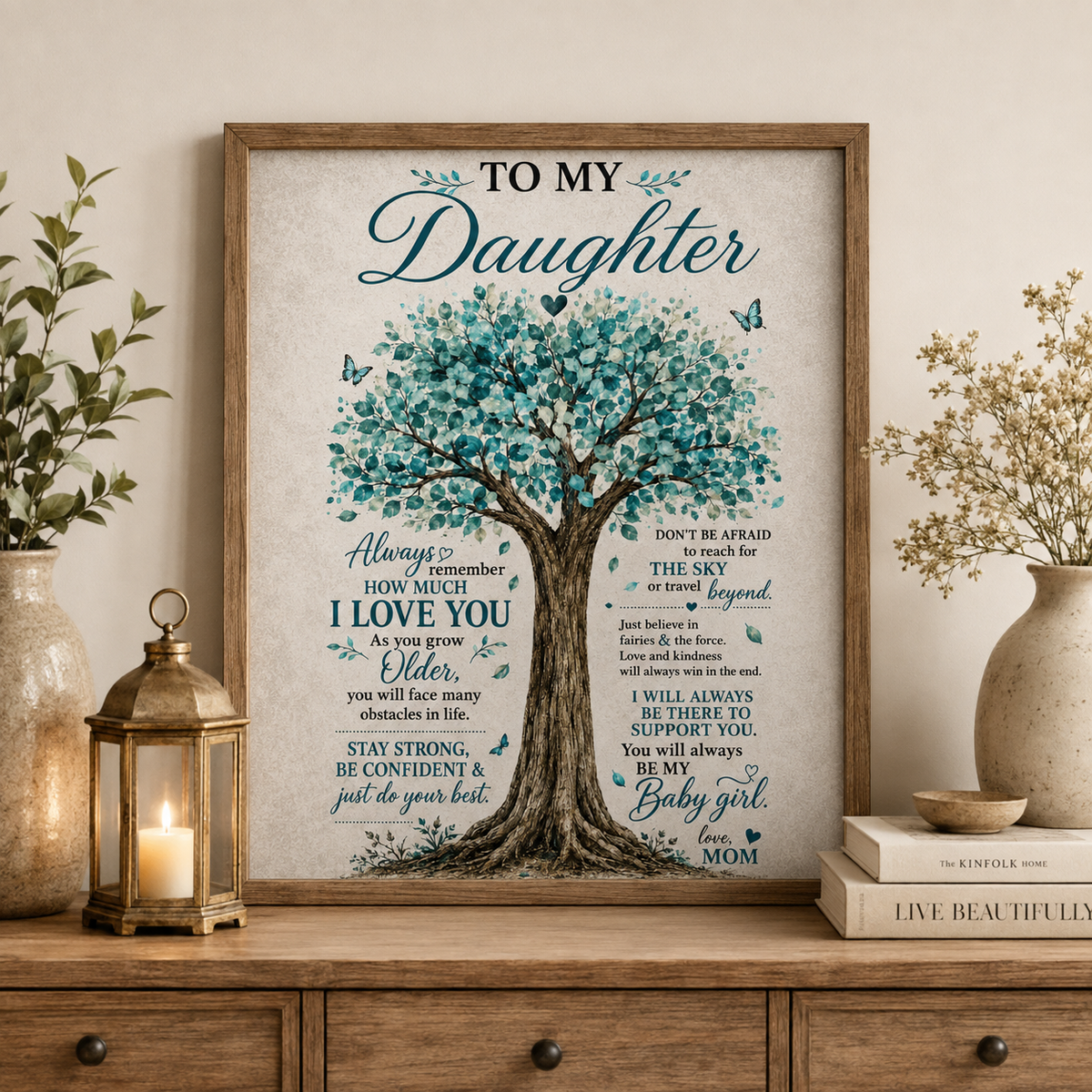 To My Daughter Tree Poster, Inspirational Gift From Mom, Mother Daughter Wall Art