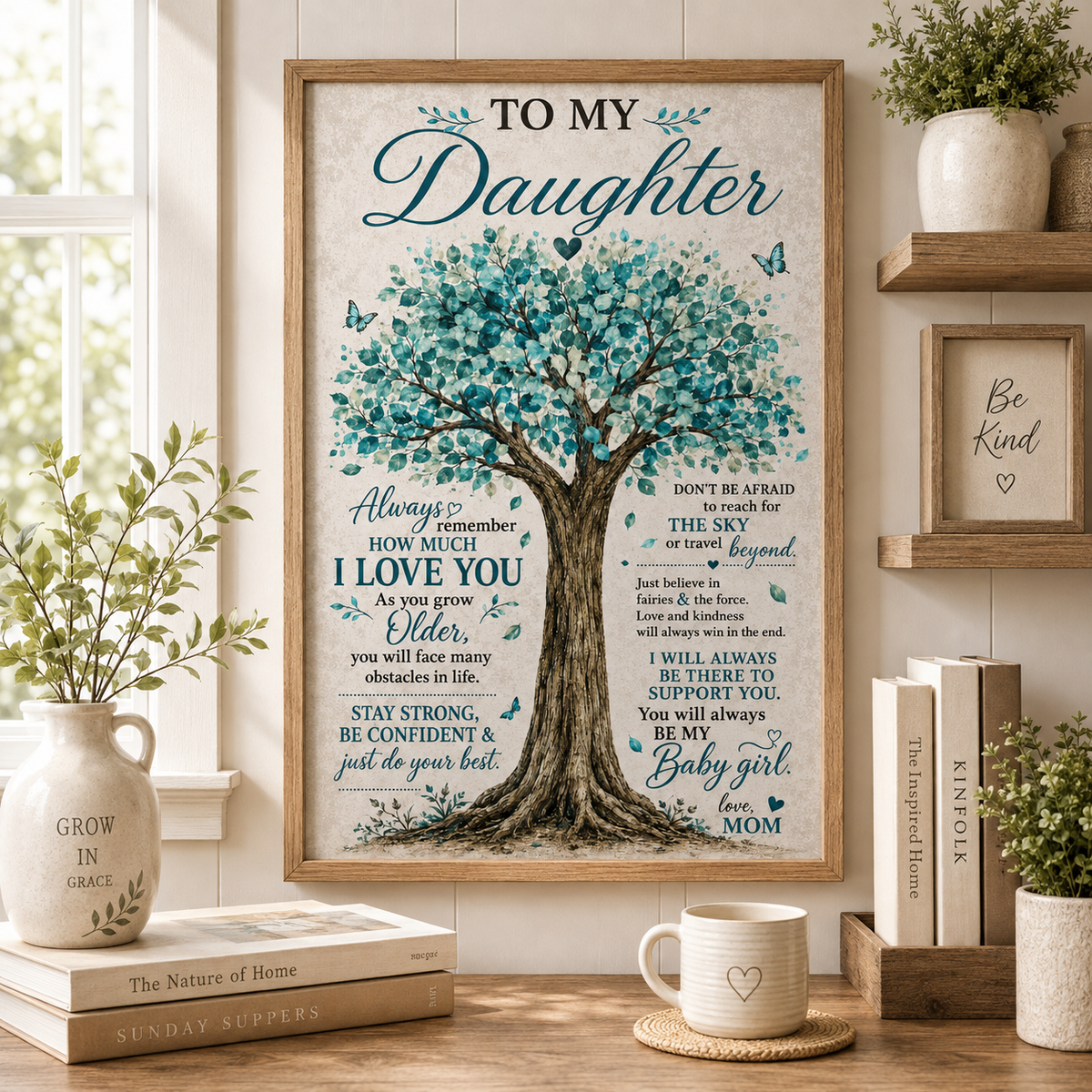 To My Daughter Tree Poster, Inspirational Gift From Mom, Mother Daughter Wall Art