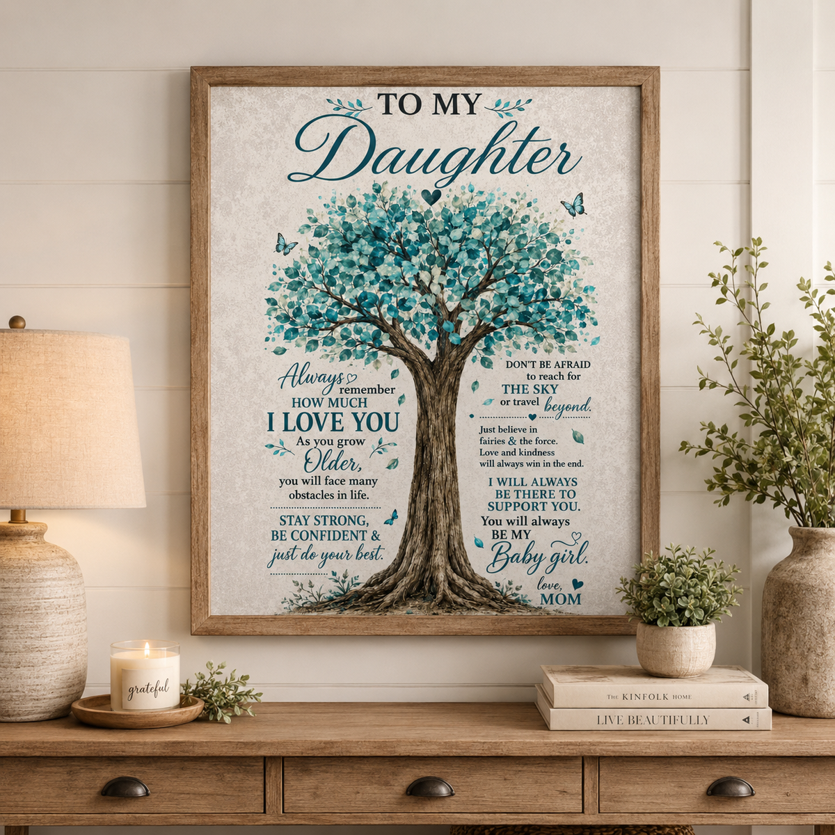To My Daughter Tree Poster, Inspirational Gift From Mom, Mother Daughter Wall Art