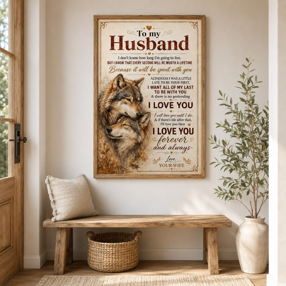 To My Husband Wolf Poster, Romantic Gift from Wife, Husband and Wife Wolf Poster