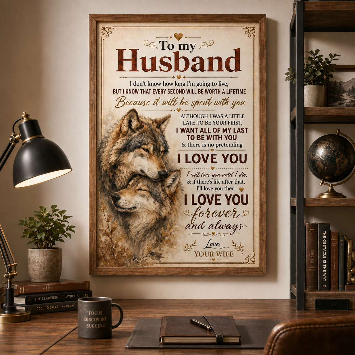 To My Husband Wolf Poster, Romantic Gift from Wife, Husband and Wife Wolf Poster