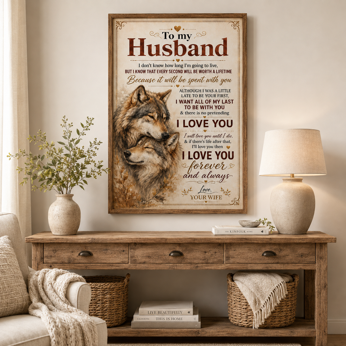 To My Husband Wolf Poster, Romantic Gift from Wife, Husband and Wife Wolf Poster