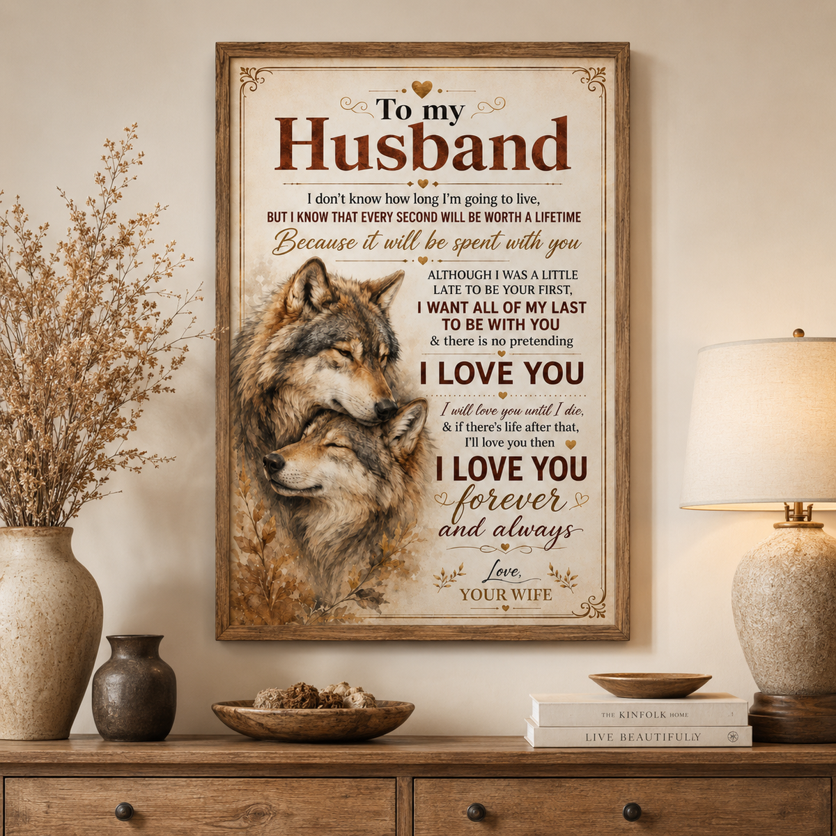 To My Husband Wolf Poster, Romantic Gift from Wife, Husband and Wife Wolf Poster