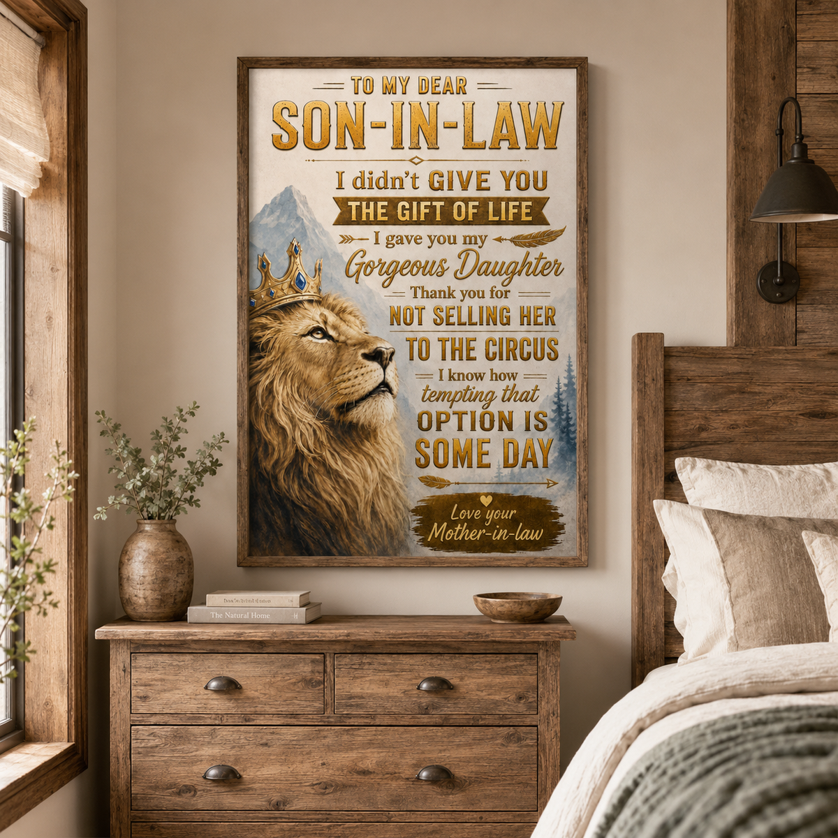 To My Son-in-Law Lion Poster, Funny Gift From Mother-in-Law, Family Quote Wall Art, Son in Law Birthday Gift