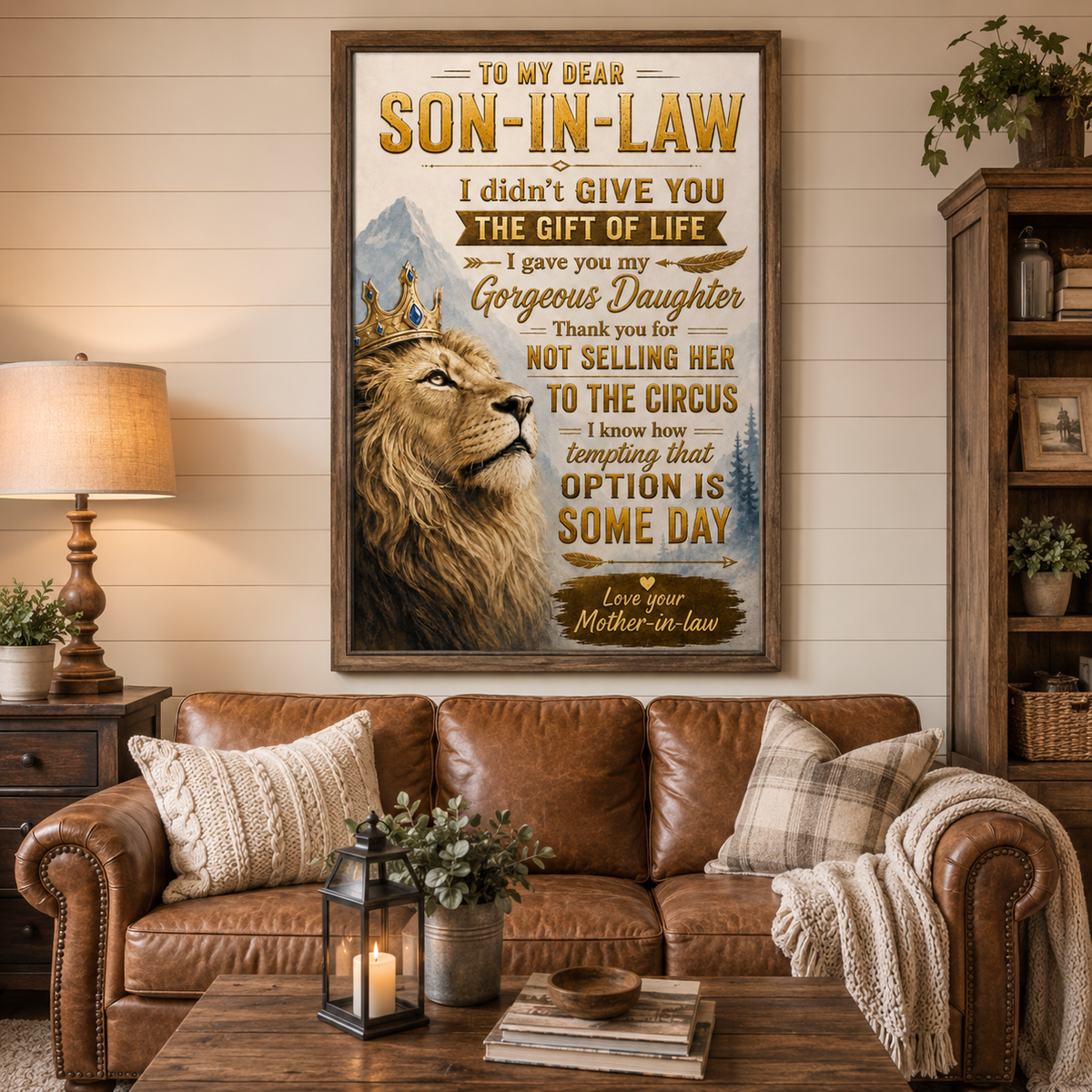 To My Son-in-Law Lion Poster, Funny Gift From Mother-in-Law, Family Quote Wall Art, Son in Law Birthday Gift