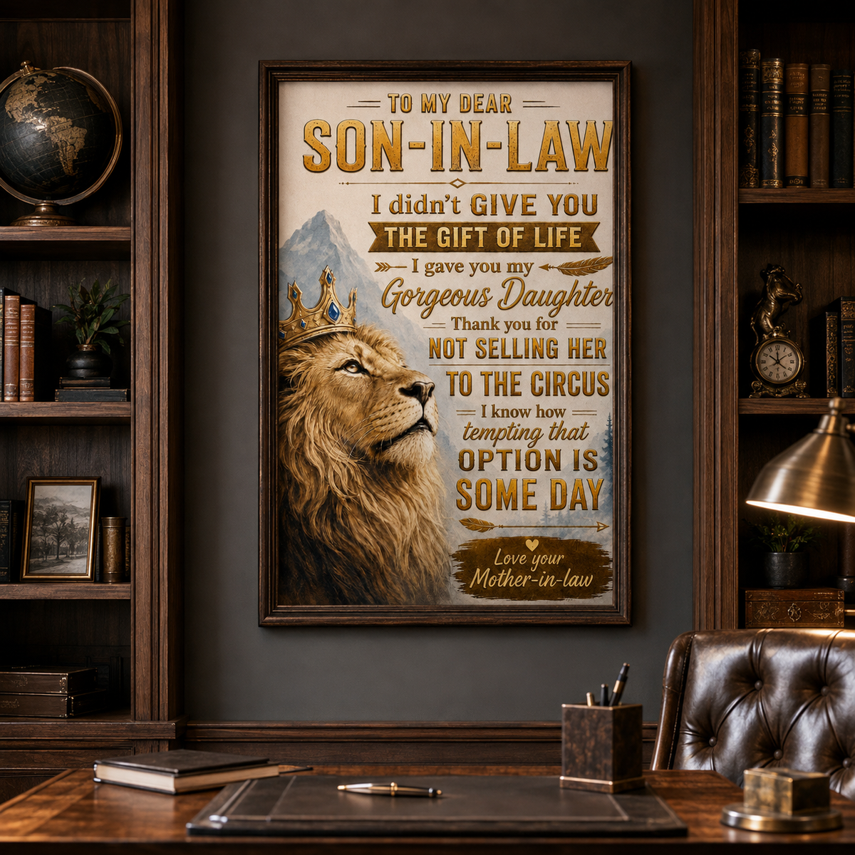 To My Son-in-Law Lion Poster, Funny Gift From Mother-in-Law, Family Quote Wall Art, Son in Law Birthday Gift