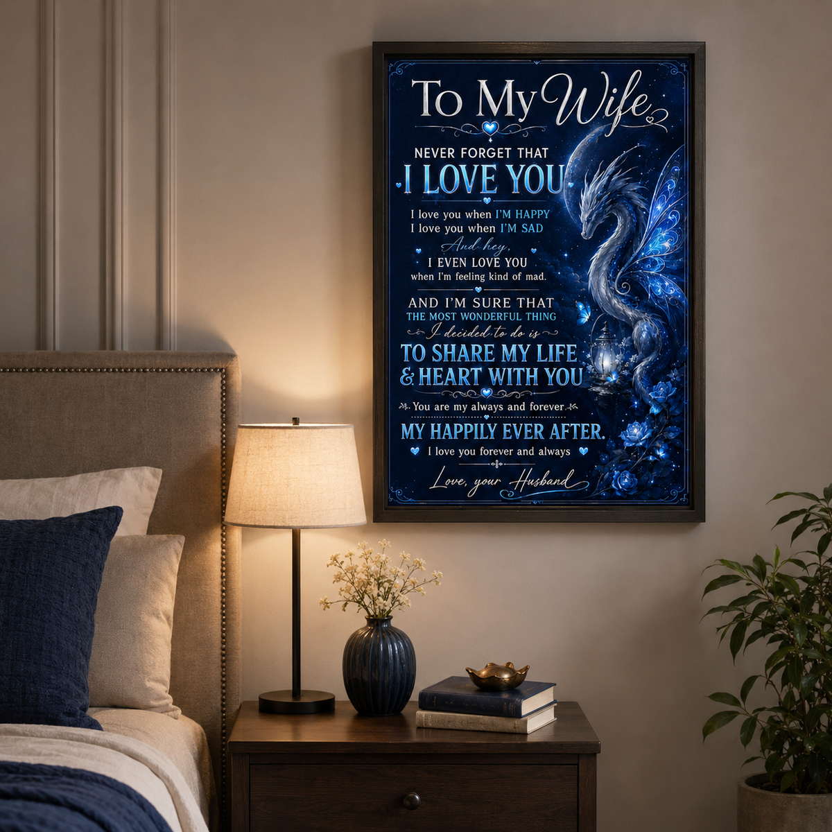 To My Wife Poster, Romantic Gift from Husband, Love Quote Wall Art, Anniversary Gift for Wife