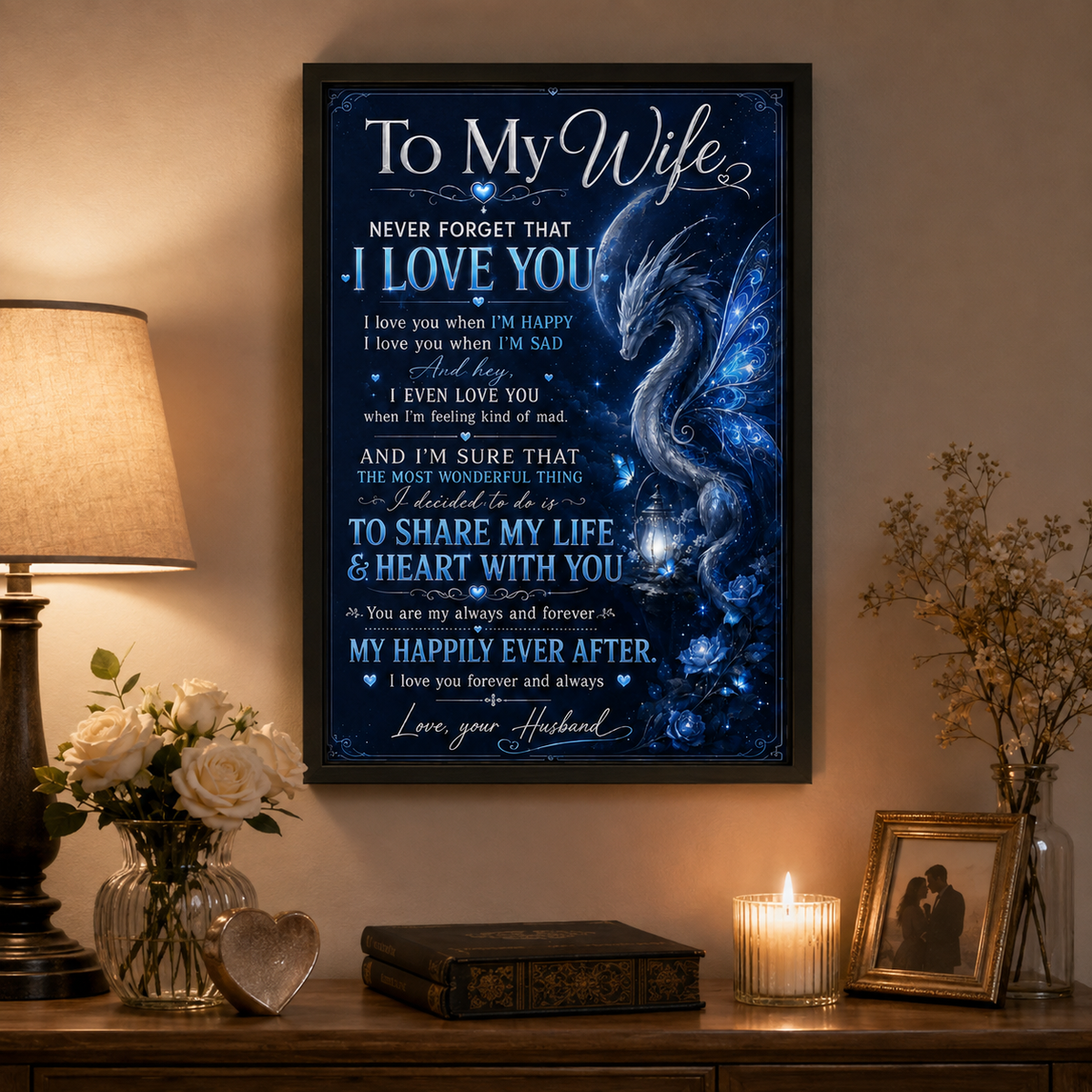 To My Wife Poster, Romantic Gift from Husband, Love Quote Wall Art, Anniversary Gift for Wife