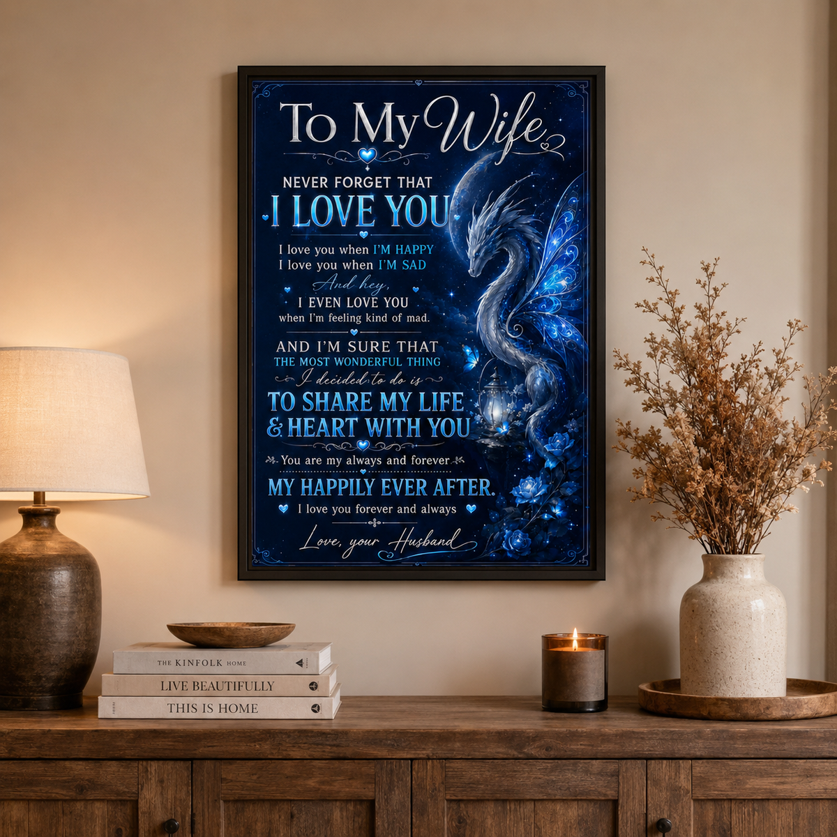 To My Wife Poster, Romantic Gift from Husband, Love Quote Wall Art, Anniversary Gift for Wife