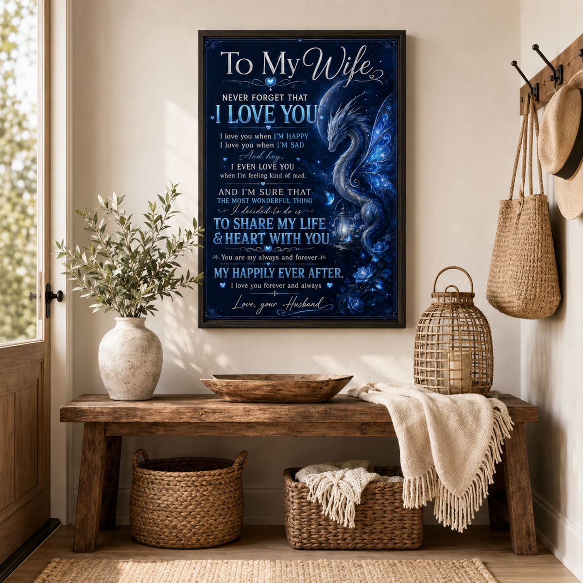 To My Wife Poster, Romantic Gift from Husband, Love Quote Wall Art, Anniversary Gift for Wife