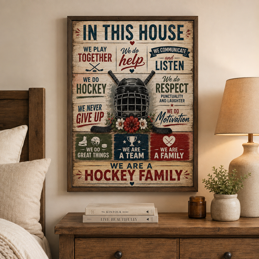 We Are a Hockey Family Poster, Ice Hockey Family Wall Art, Hockey Player Gift