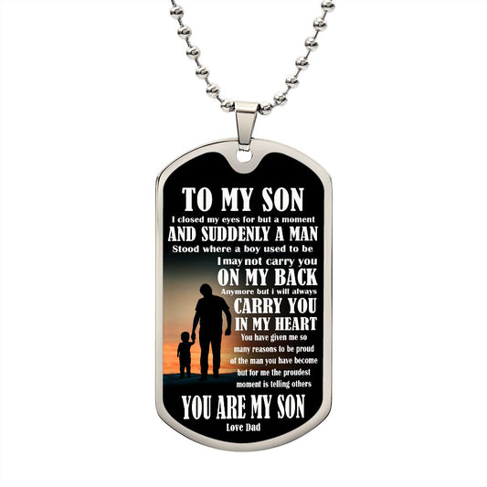 to my son dog tag