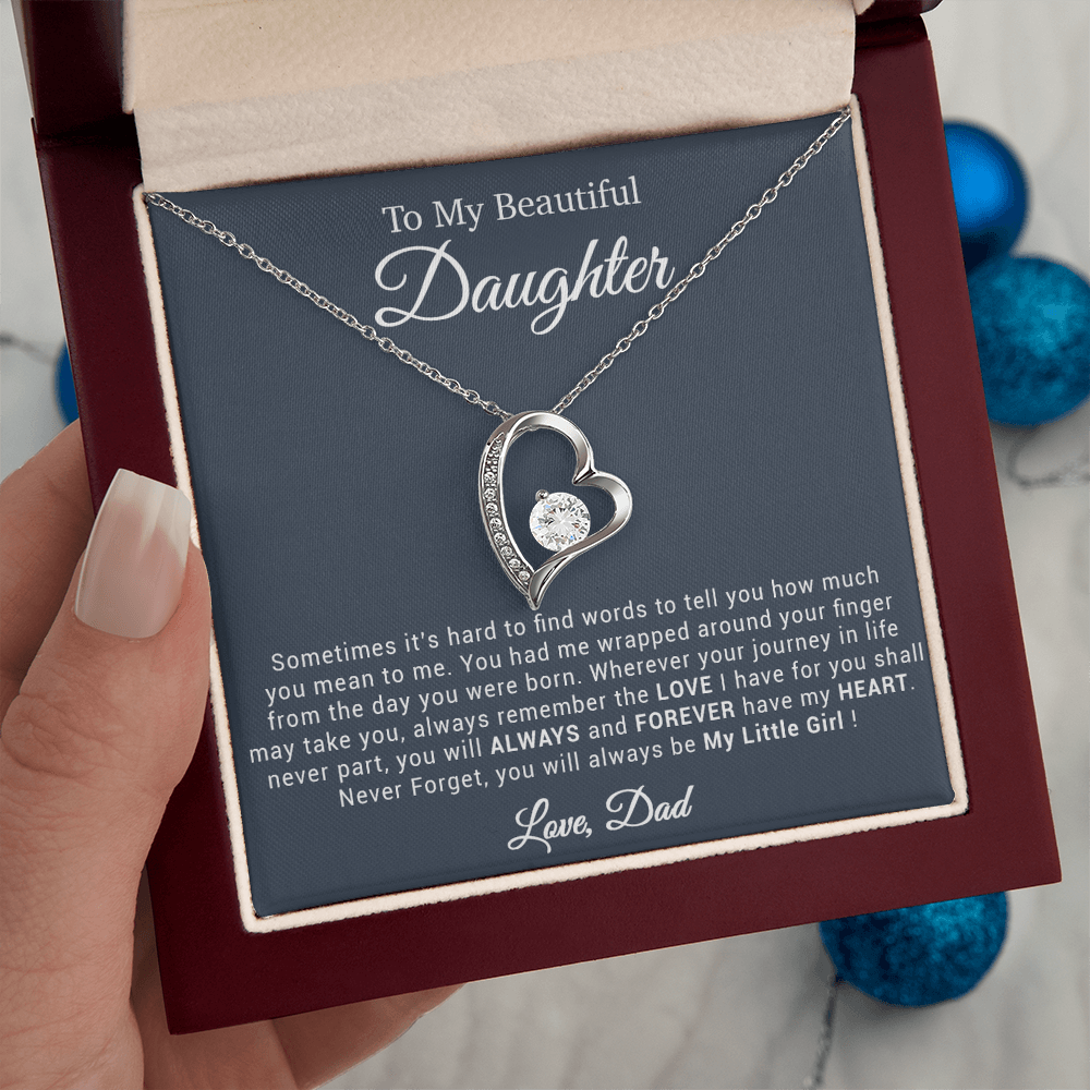 To My Daughter Necklace, Gift for Daughter from Dad, Father Daughter Necklace 20_4_Black