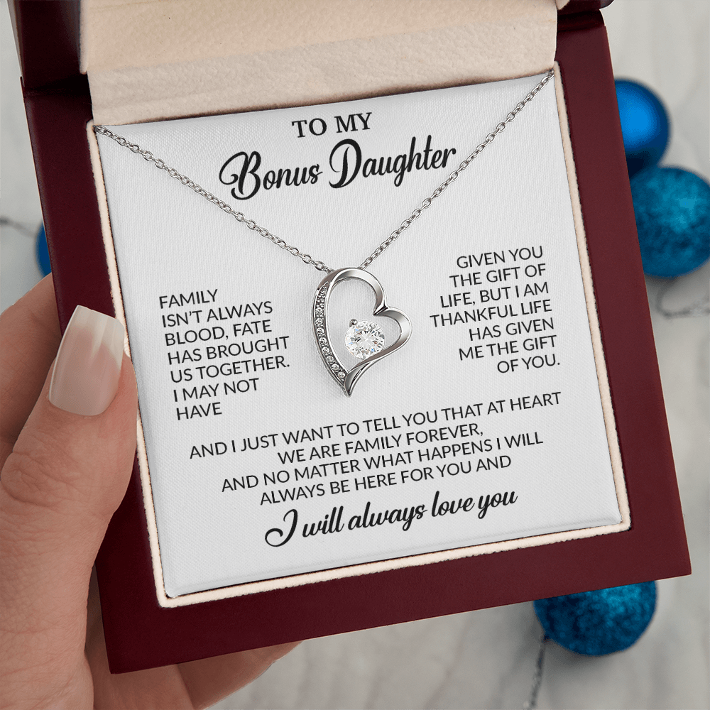 To My Bonus Daughter Necklace, Gift for Bonus Daughter, Step Daughter Birthday 26_11_White