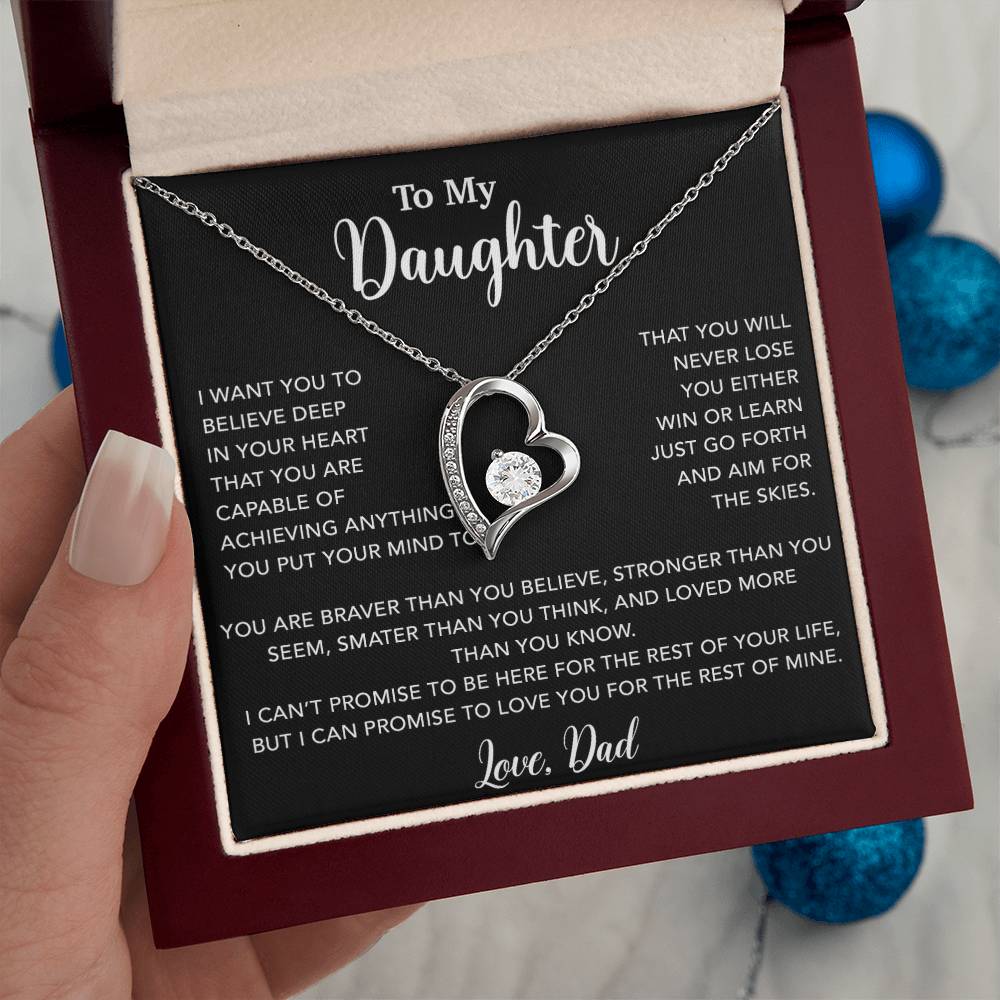To My Daughter Necklace, Gift for Daughter from Dad, Father Daughter Necklace 18_5_Black