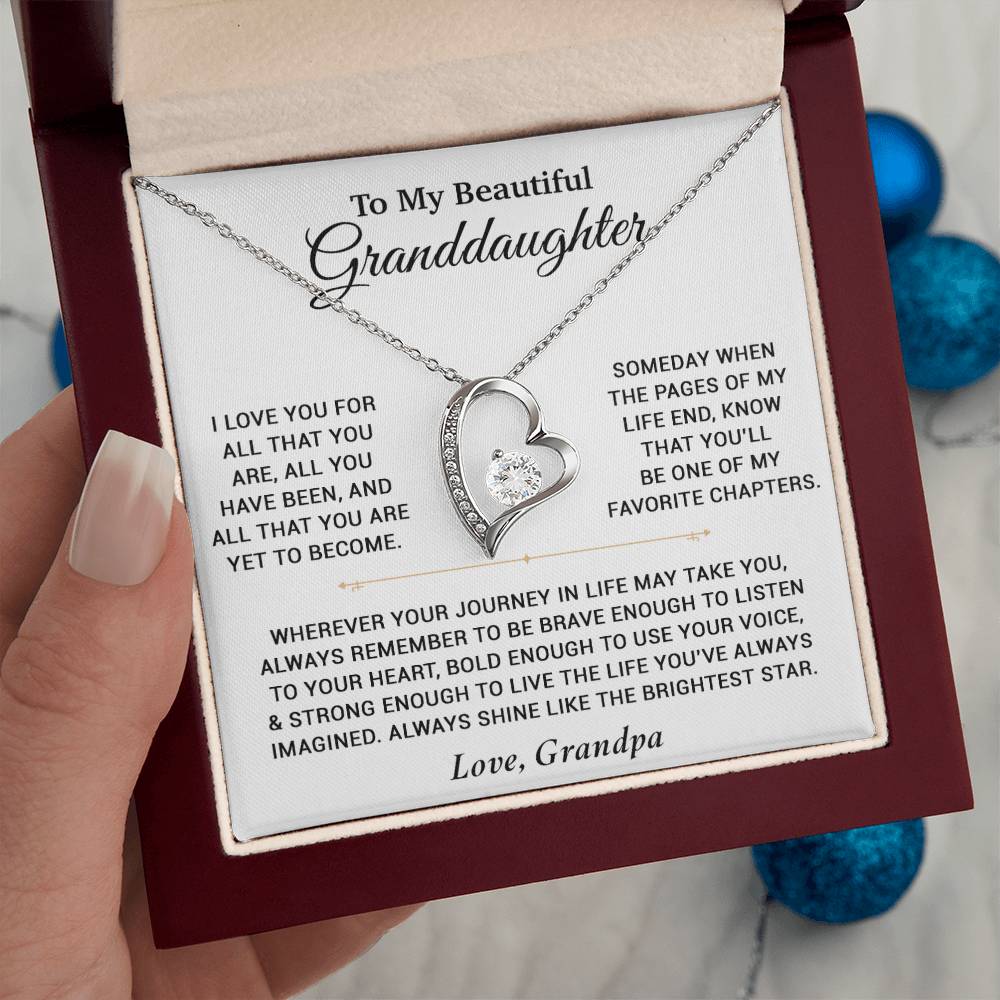 To My Granddaughter Necklace, Birthday Gift For Granddaughter, Birthday Gifts 12_6_White