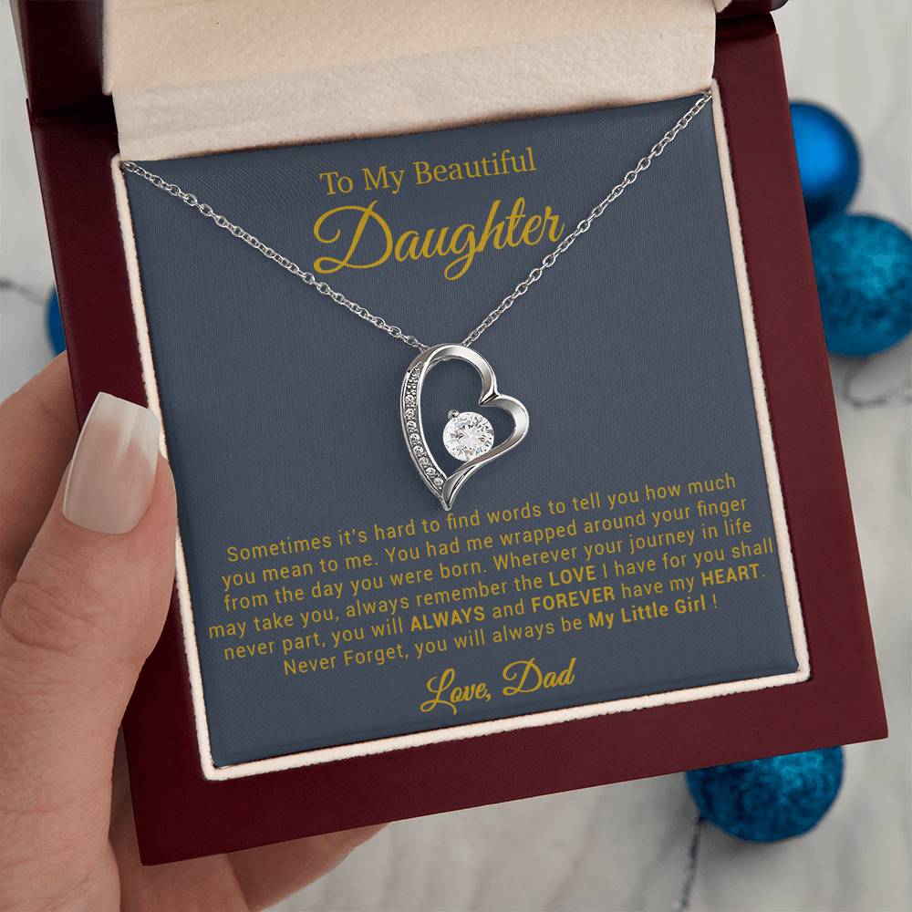 To My Daughter Necklace, Gift for Daughter from Dad, Father Daughter Necklace 20_4_Gold
