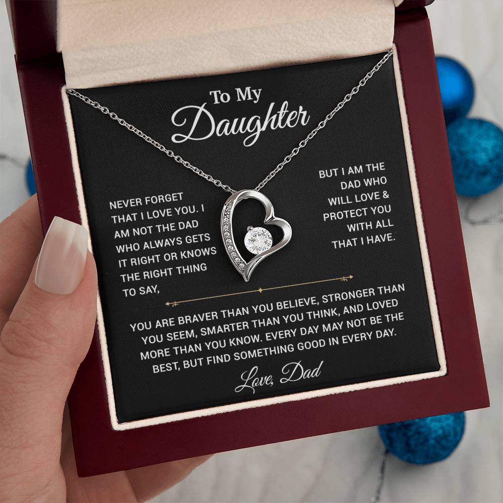 To My Daughter Necklace, Gift for Daughter from Dad, Father Daughter Necklace 25_3_Black