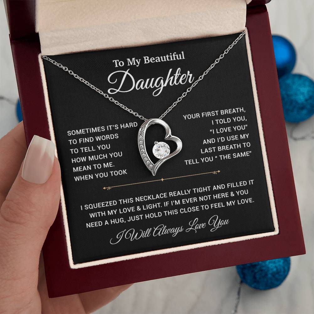 To My Daughter Necklace, Gift for Daughter from Dad, Father Daughter Necklace 22_11_Black