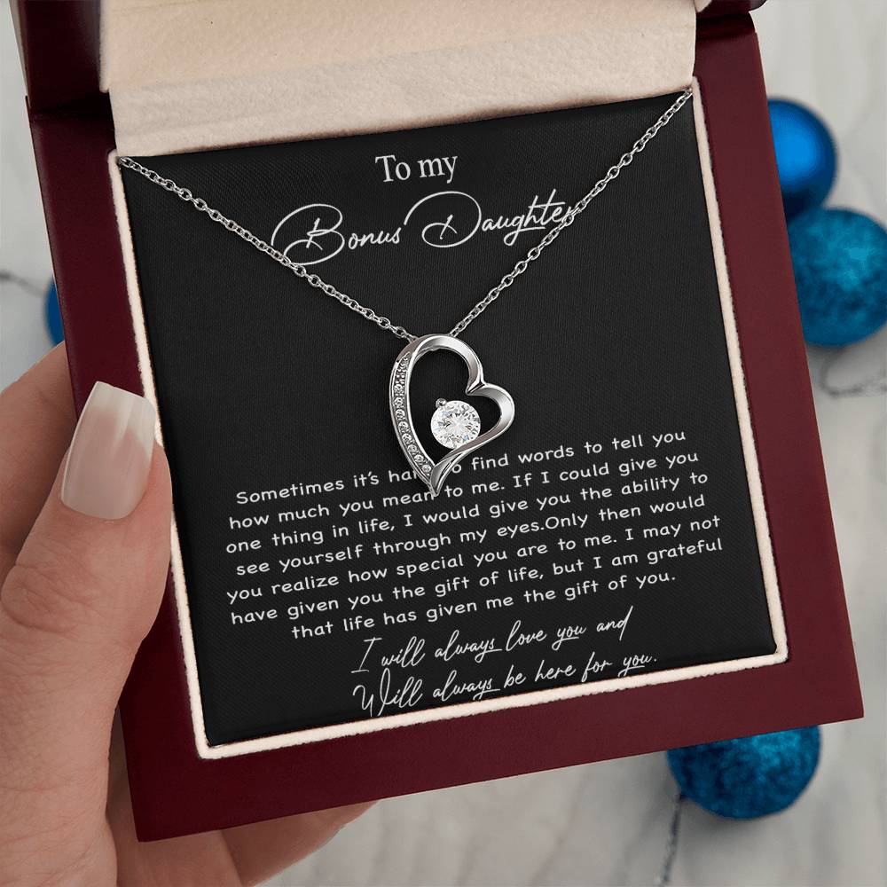 To my Bonus Daughter Necklace, Bonus Daughter, Step Daughter Gift 4-4_Black