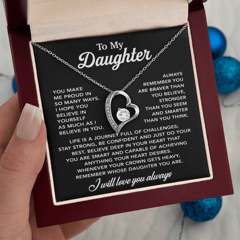 To My Daughter Necklace, Gift for Daughter from Dad, Father Daughter Necklace 24_3_Black