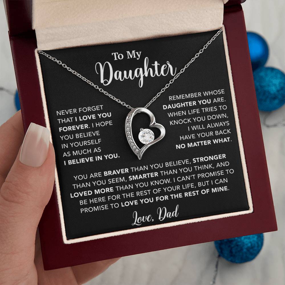 To My Daughter Necklace, Gift for Daughter from Dad, Father Daughter Necklace 7_4_Black