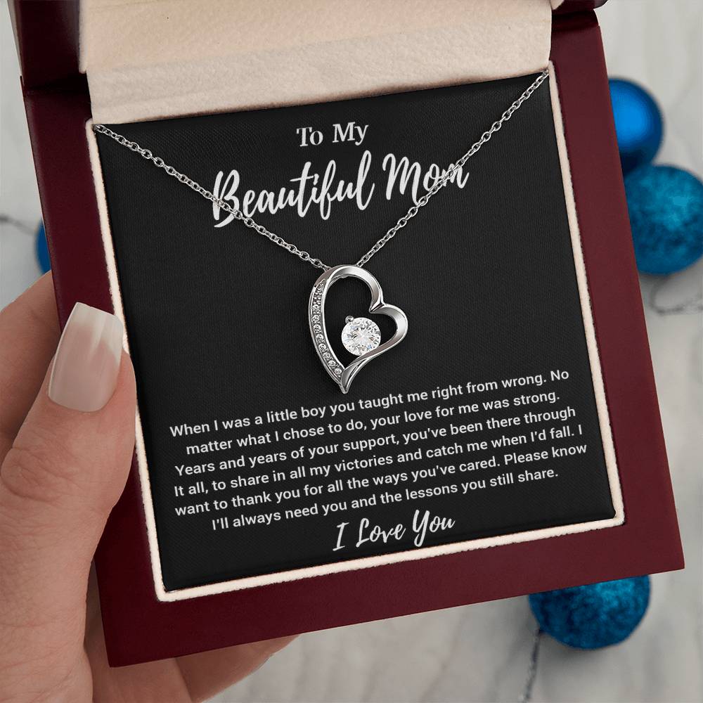 To My Beautiful Mom Necklace Mom Birthday Gift Mother's Day Gift Necklace For Mom From Son_Black
