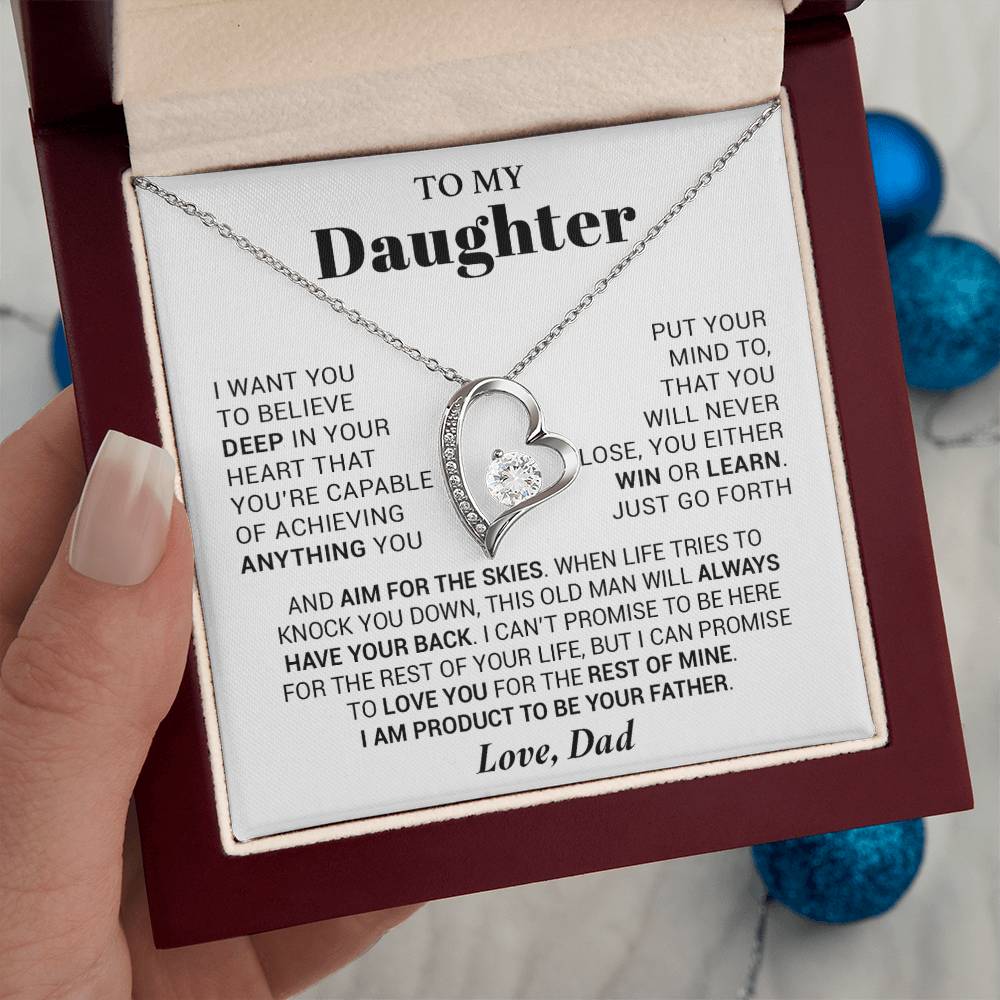 To My Daughter Necklace from Dad, Daughter Dad Necklace, Gifts for Daughter 23_10_White