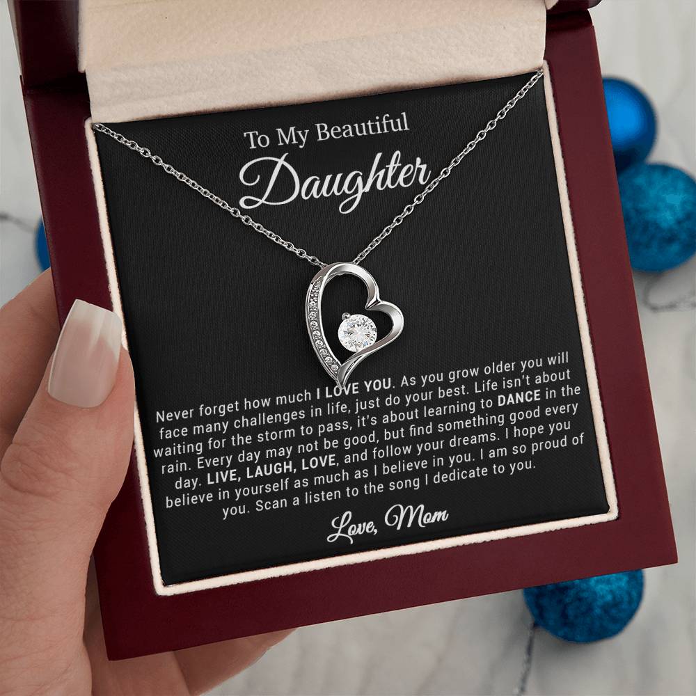 To My Daughter Necklace, Gift for Daughter from mom, Daughter mother Necklace 20_4_Black