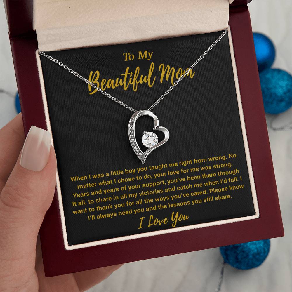 To My Beautiful Mom Necklace Mom Birthday Gift Mother's Day Gift Necklace For Mom From Son_Gold